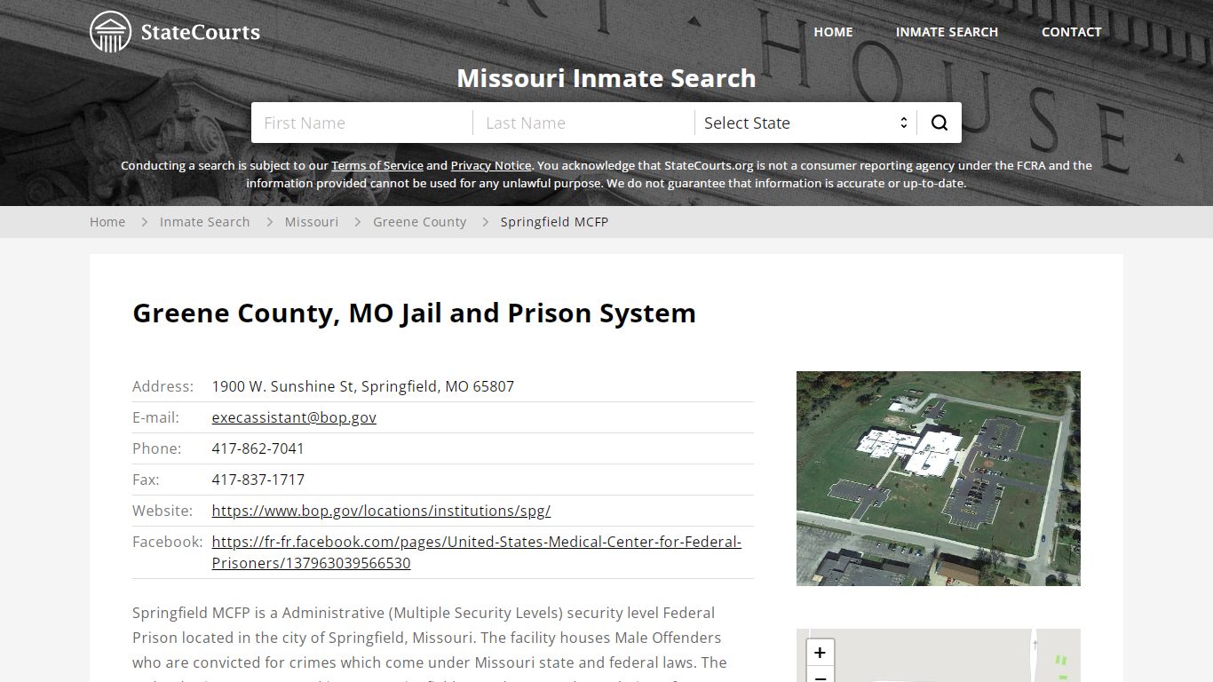 Springfield MCFP Inmate Records Search, Missouri - StateCourts